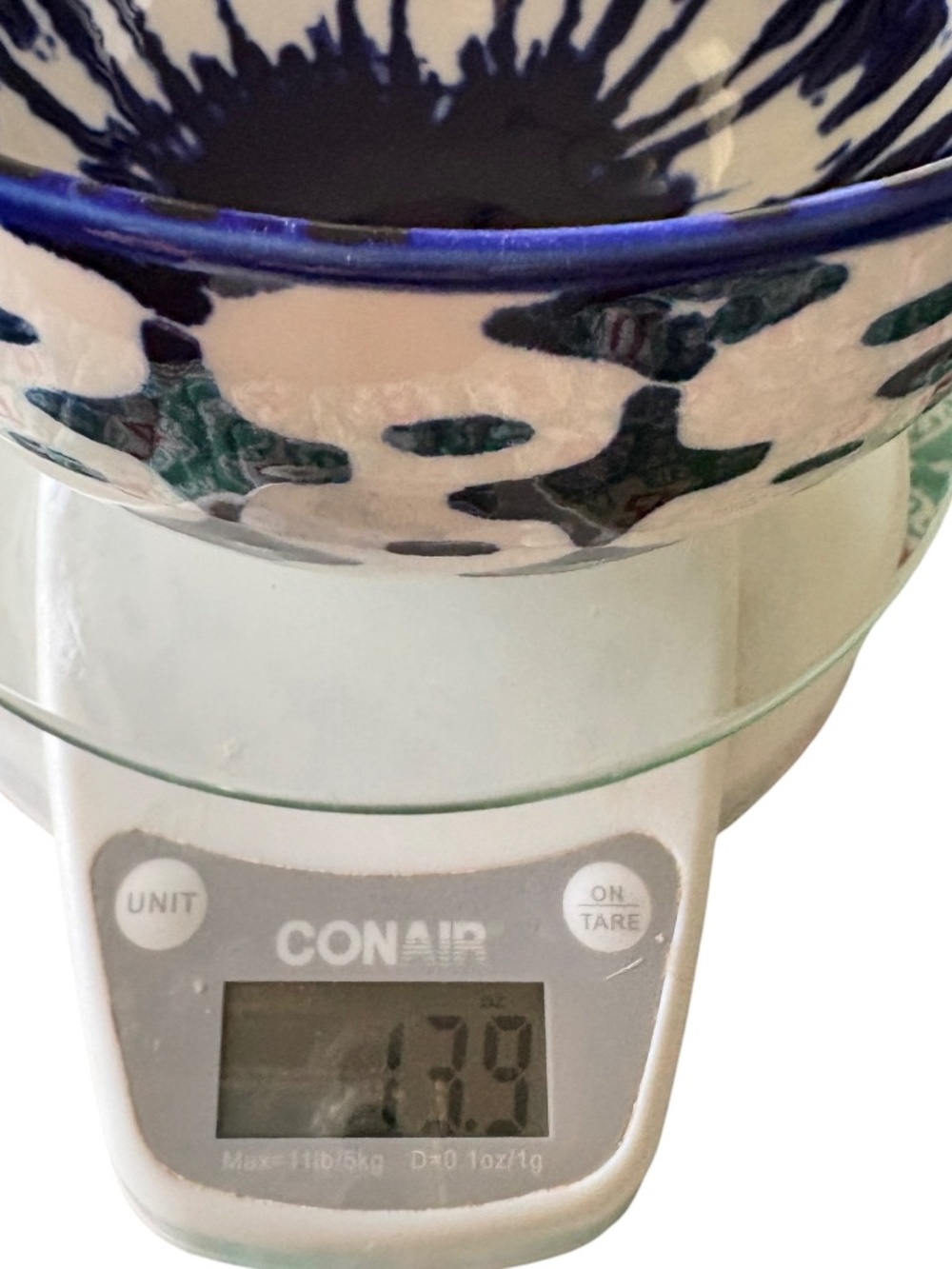 bowl WEST ELM 4" wide blue white ceramic indigo tie-dye serving piece trinkets - Picture 10 of 10
